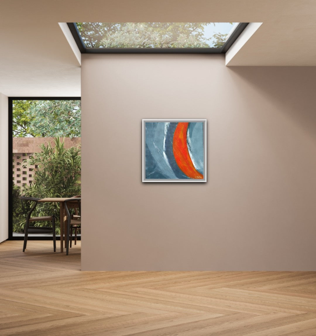 GRAND TABLEAU ROUGE ET BLEU VOILIERS ADELINE METRO PEINTRE DE LA MER