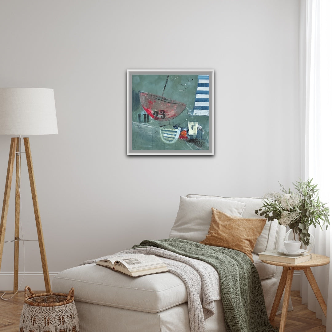 DECORATION ART MURAL MODERNE BATEAUX ET PHARE