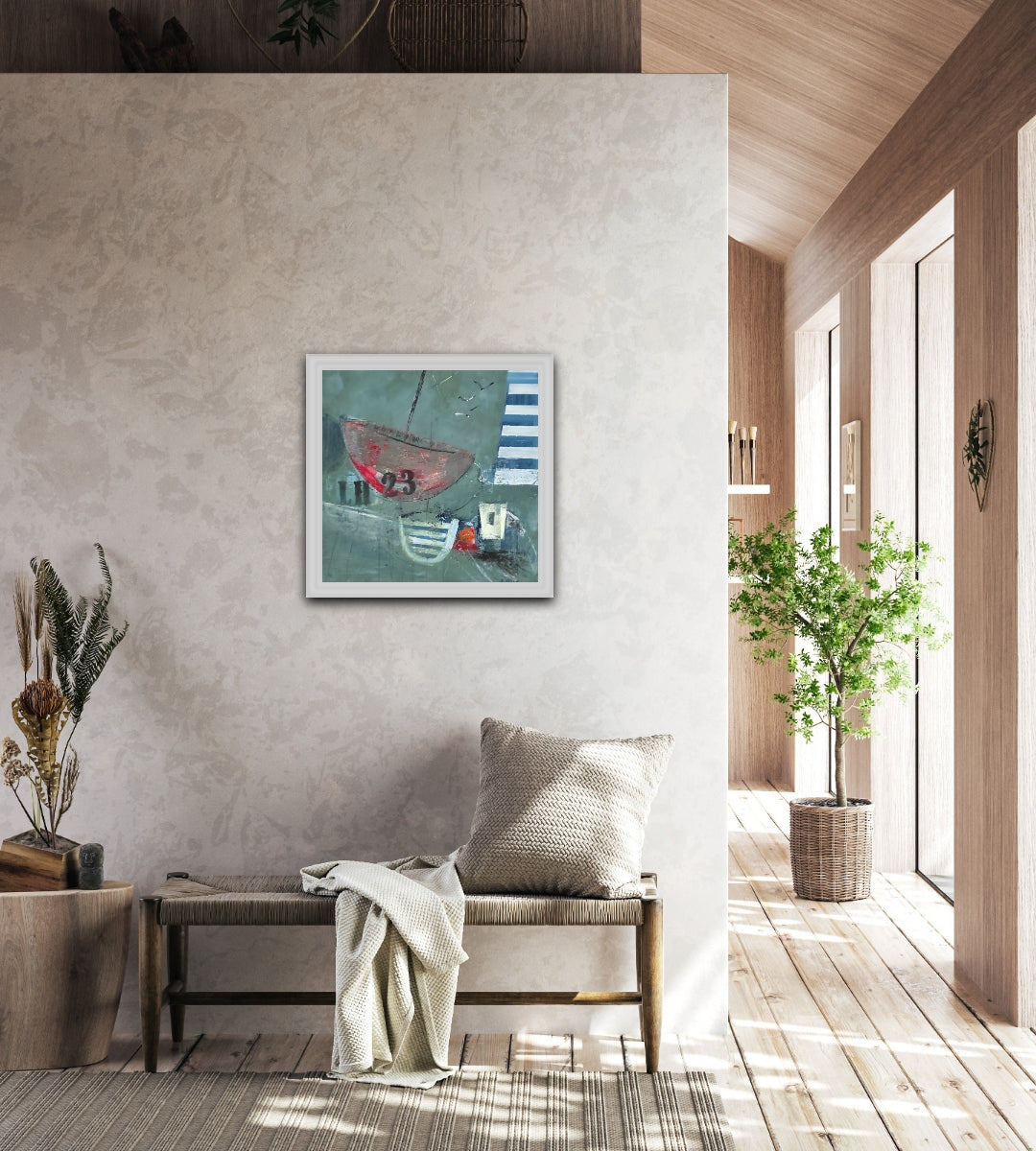 ART MURAL MODERNE ARTISTE PEINTRE DE LA MER LE PORT STYLE ABSTRAIT
