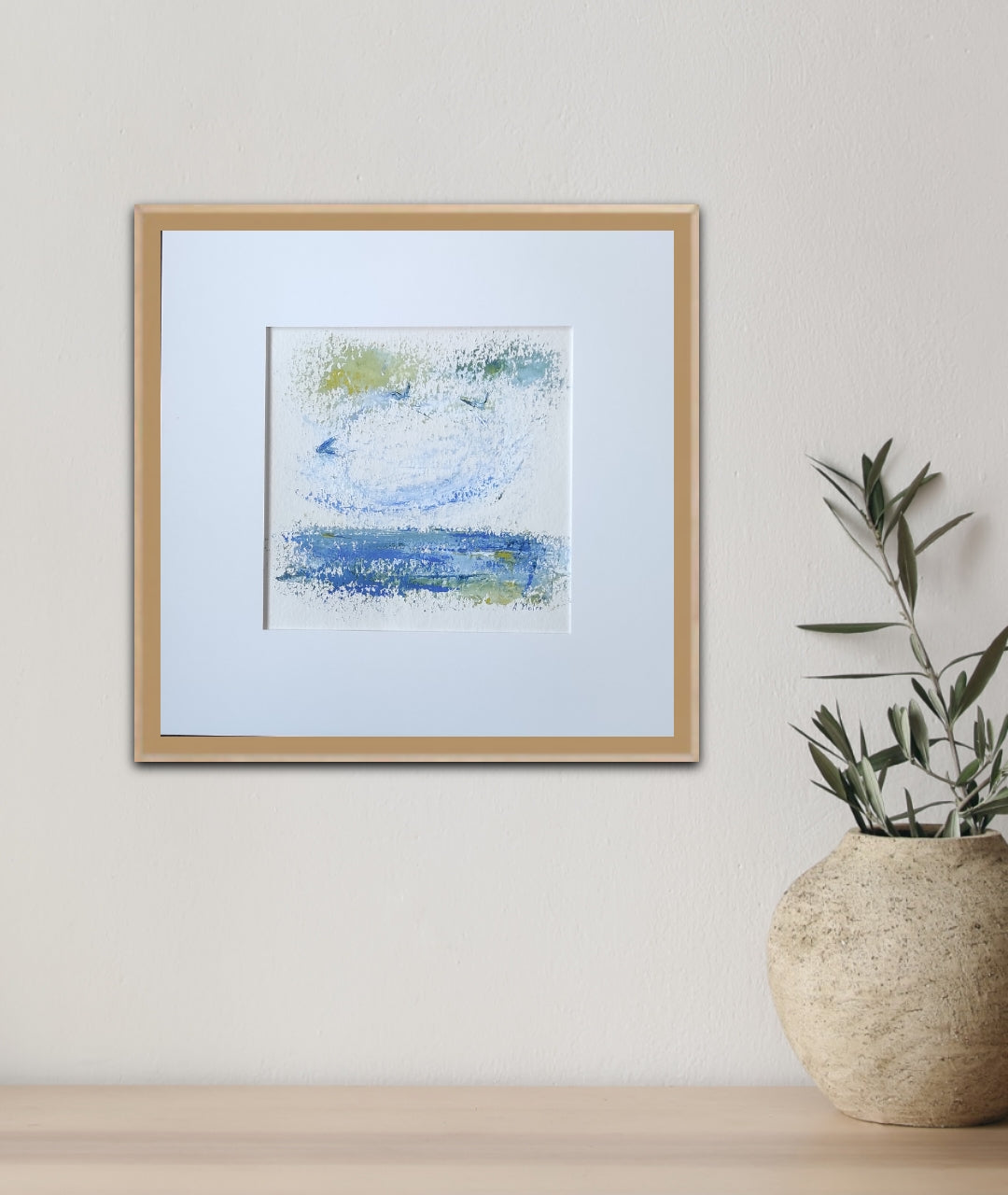 Œuvre encadrée : œuvre originale sur papier aquarelle.