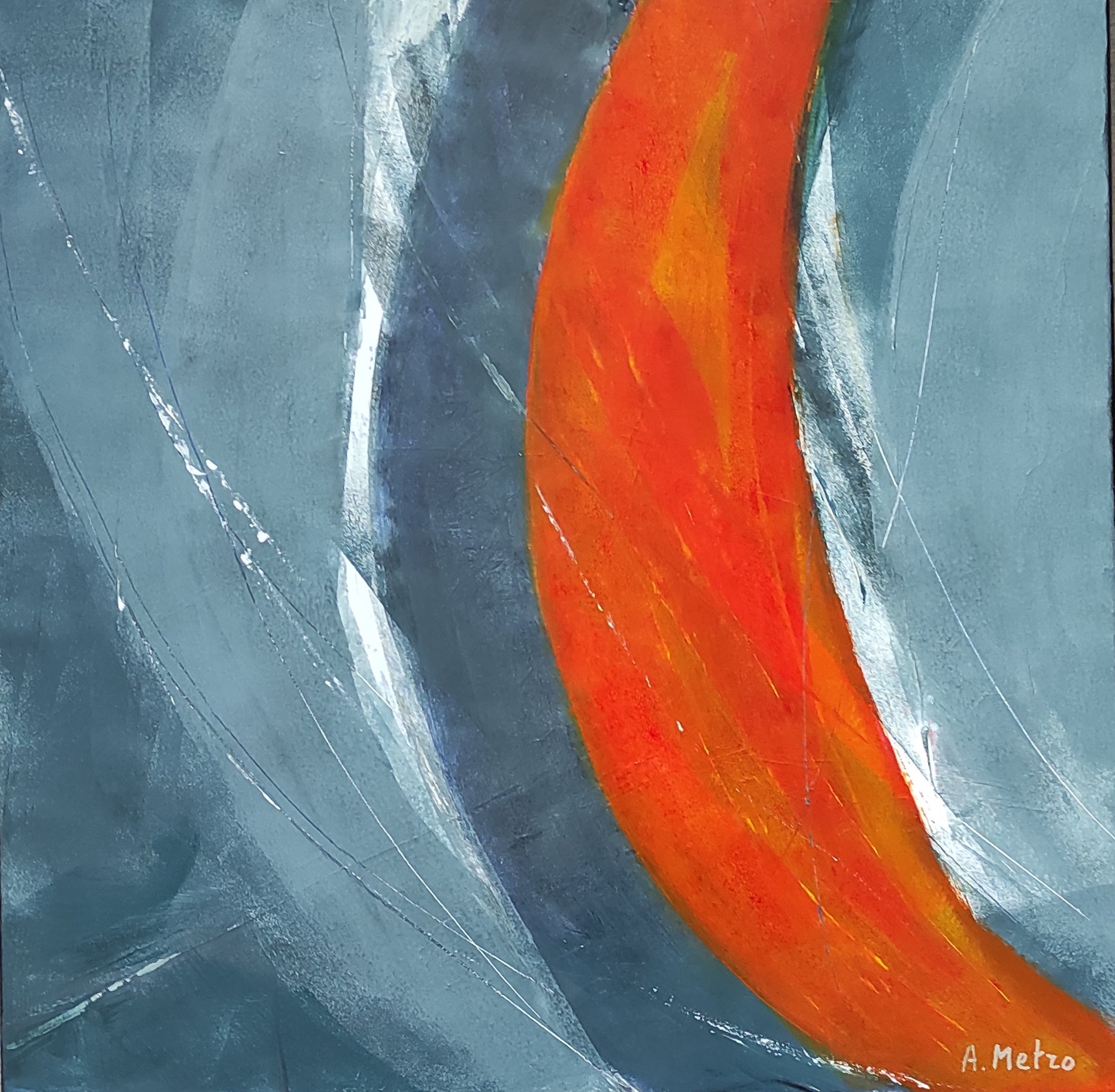 GRAND TABLEAU PLEIN CADRE SUR LES VOILES DE SPI DU VOILIER ADELINE METRO PEINTRE DE LA MER