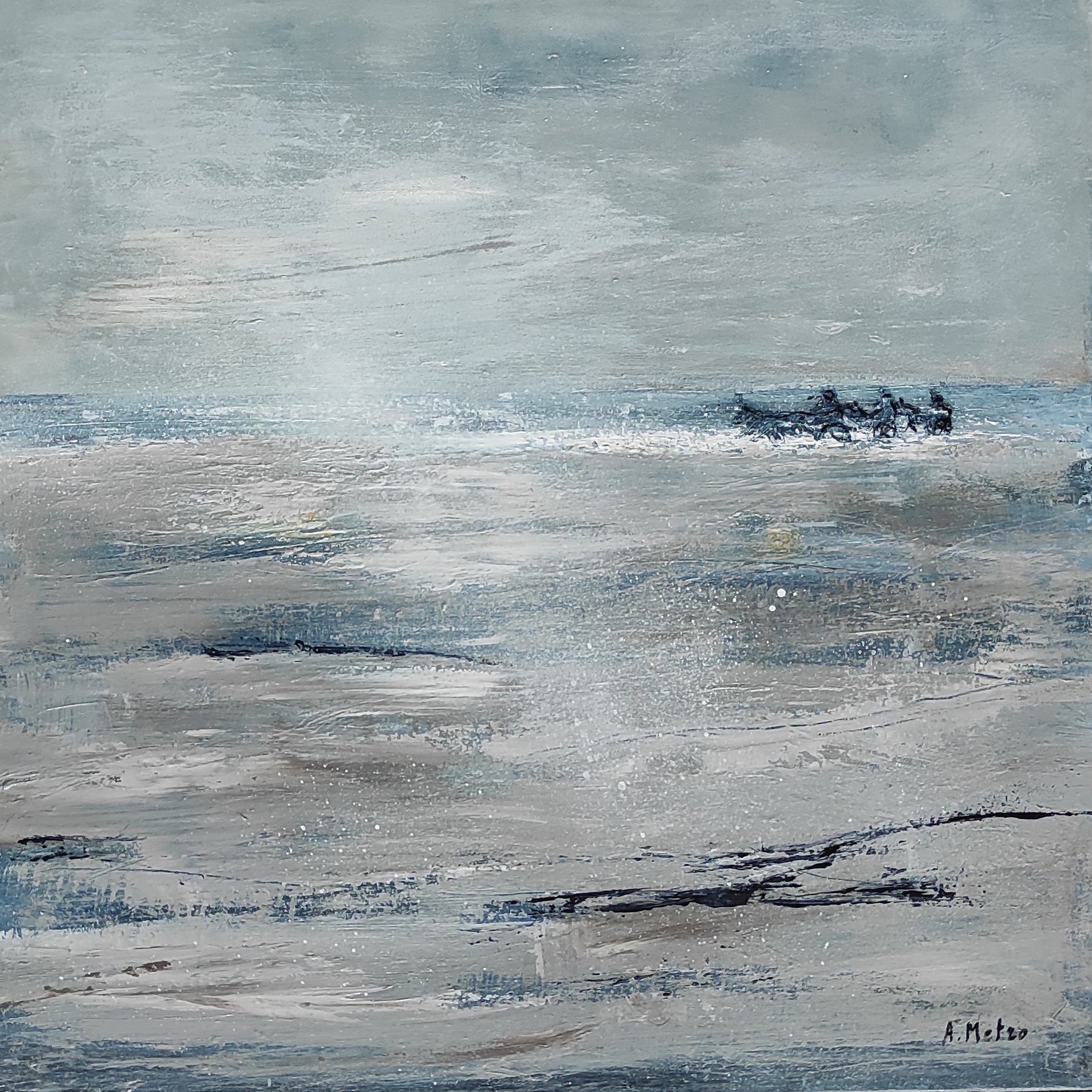 Cabourg beach original art Adeline Metro