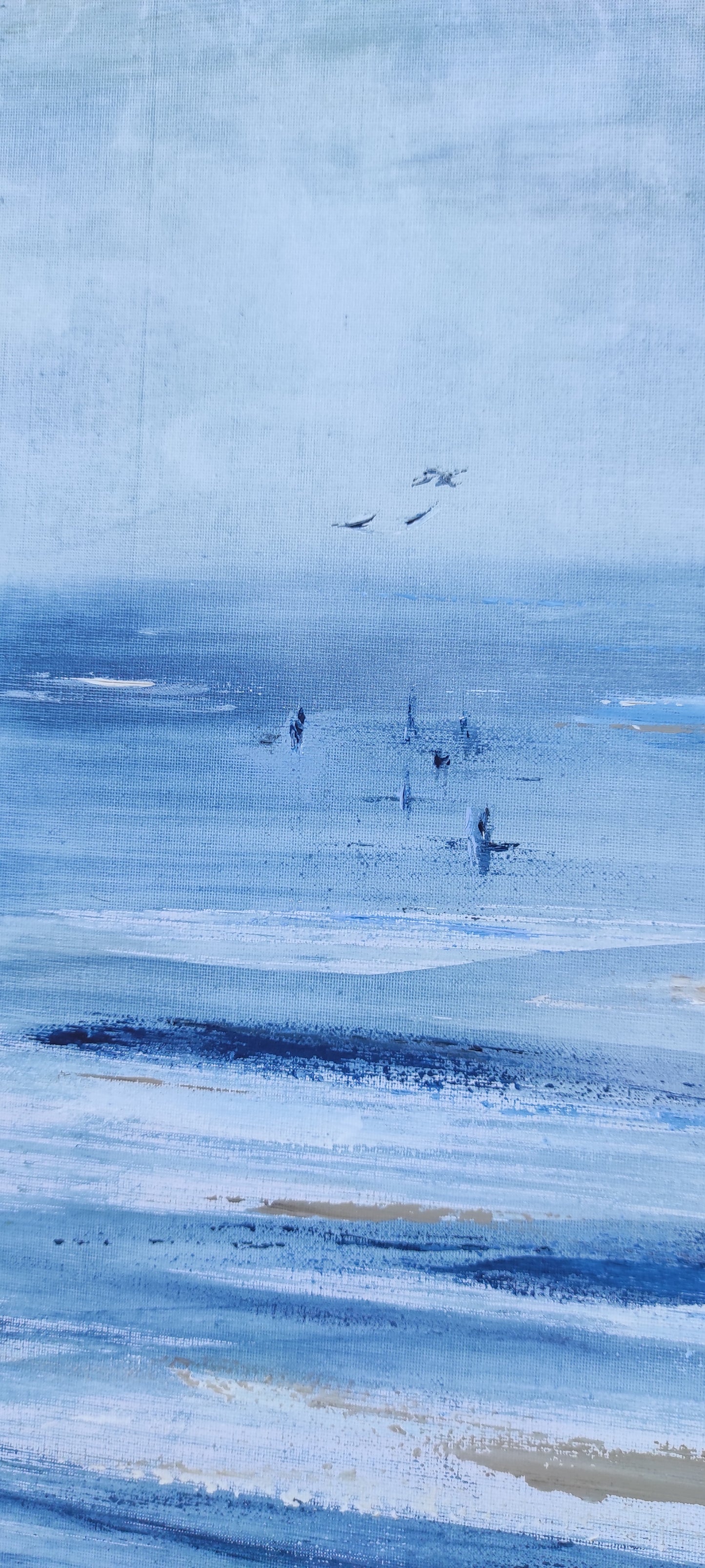 peinture au couteau artiste peintre Adeline Metro - plage de Cabourg à marée basse - 